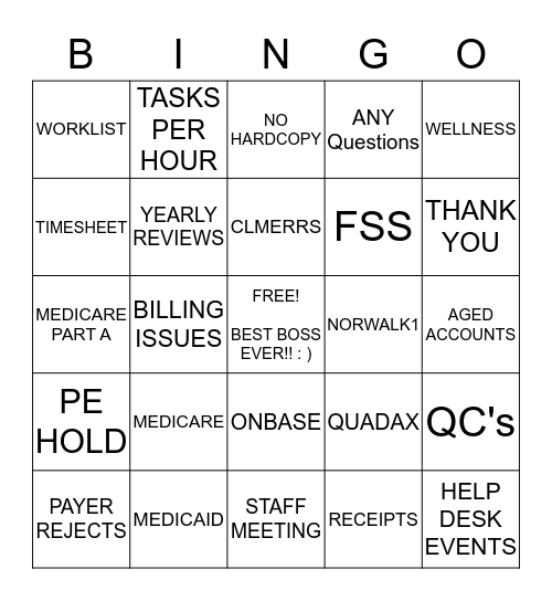 QUADAX BINGO Card