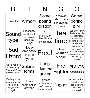 furryweeb Bingo Card