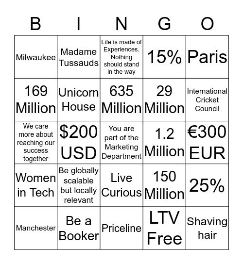 Marketing Bingo Card