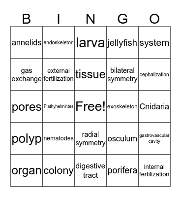 Animal Bingo Card