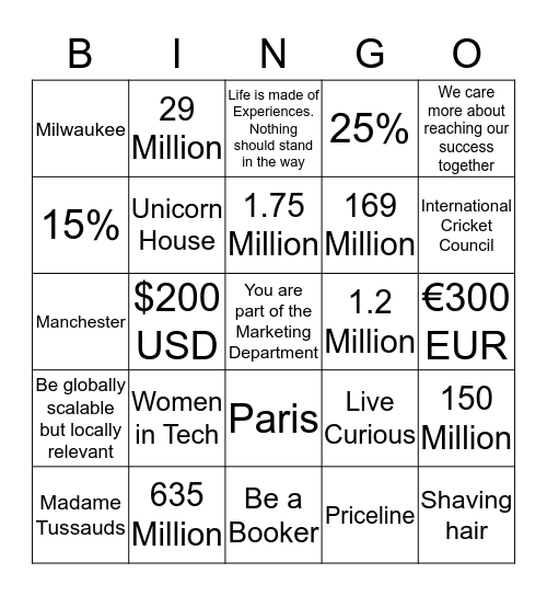 Marketing Bingo Card