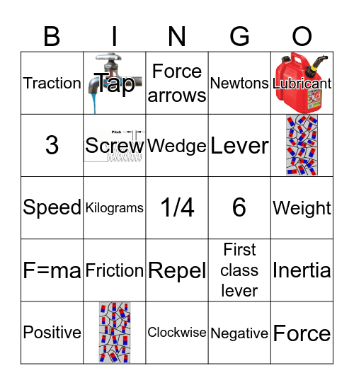 Forces and Machines Bingo Card