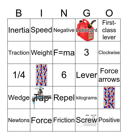 Forces and Machines Bingo Card