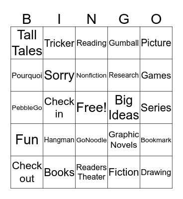 Library Bingo 2019 Bingo Card