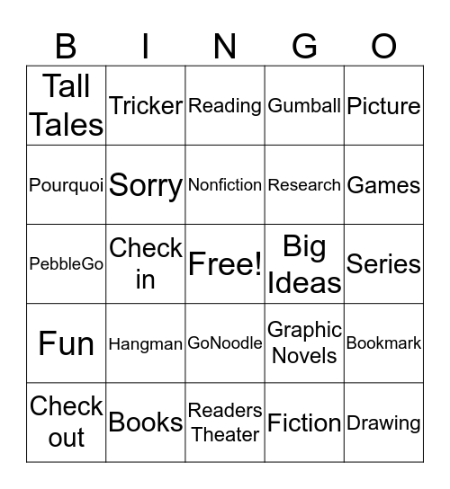 Library Bingo 2019 Bingo Card