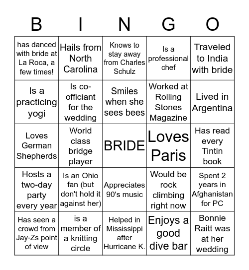 Nona's Network Bingo Card