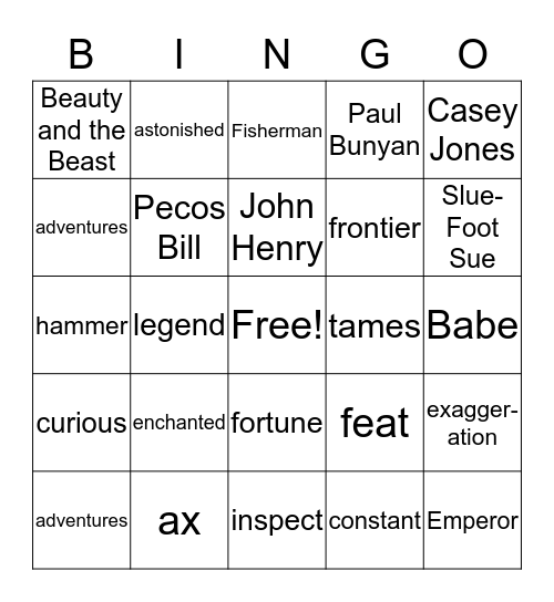 Fairy Tales and Tall Tales Bingo Card