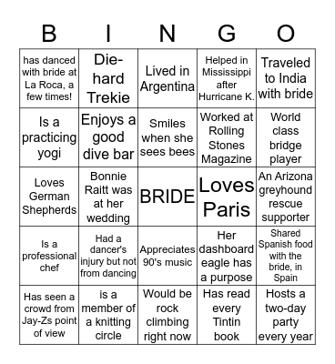 Nona's Network Bingo Card