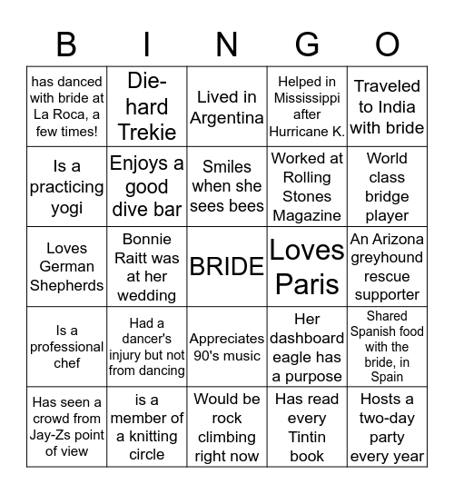 Nona's Network Bingo Card