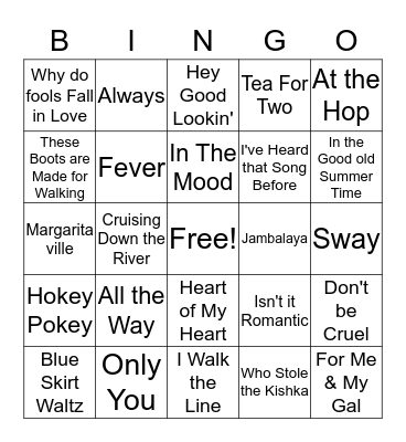 Music Bingo Card