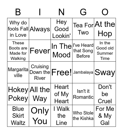 Music Bingo Card