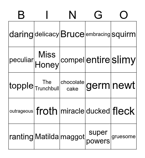 Matilda Bingo Card