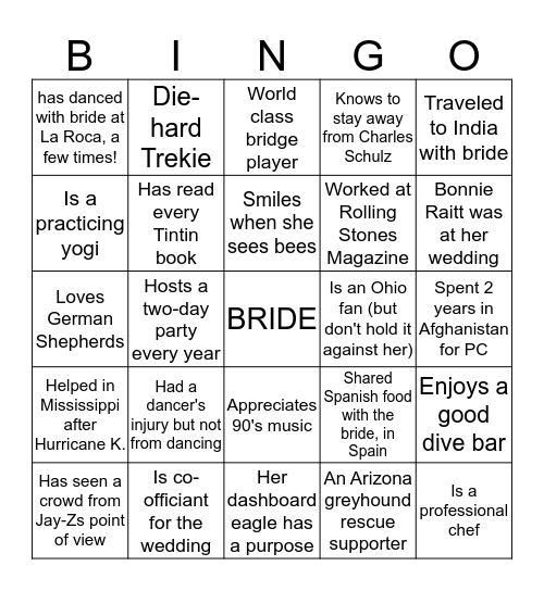 Nona's Network Bingo Card