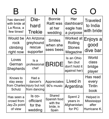 Nona's Network Bingo Card
