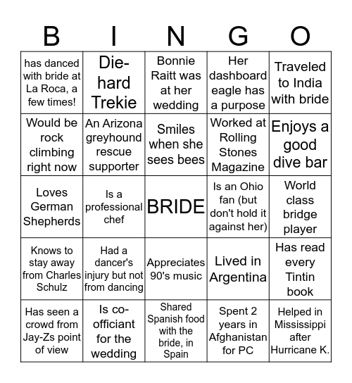 Nona's Network Bingo Card