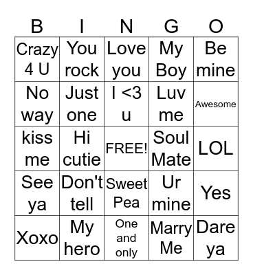 Valentine's Day BINGO Card