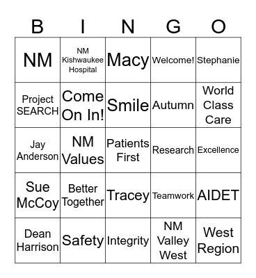 Welcome to Project SEARCH at Northwestern Medicine Bingo Card