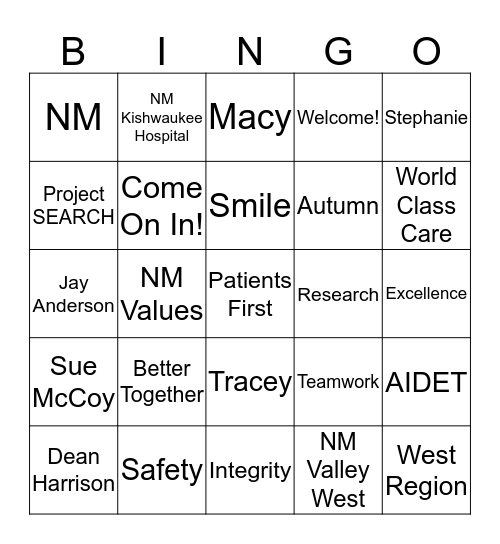 Welcome to Project SEARCH at Northwestern Medicine Bingo Card