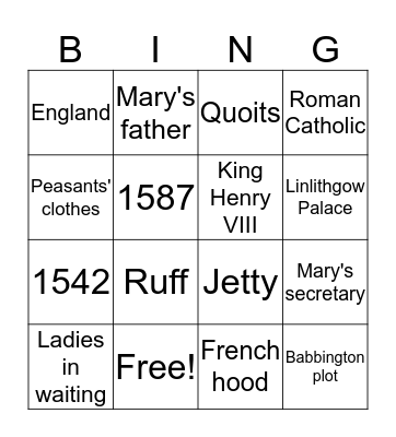 Tudor Bingo Card