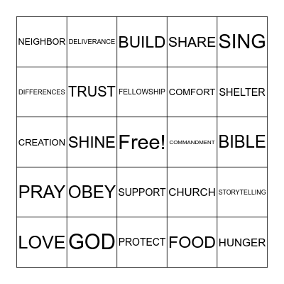 Who is My Neighbor? BINGO Card