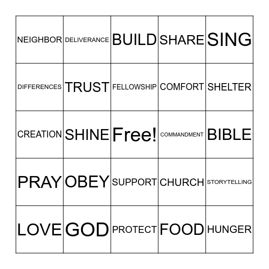 Who is My Neighbor? BINGO Card
