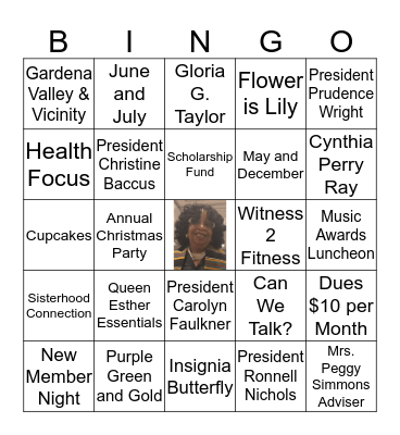 Sisterhood Bingo Card
