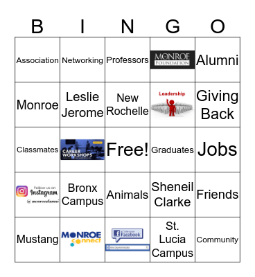 Monroe College Alumni Bingo Card