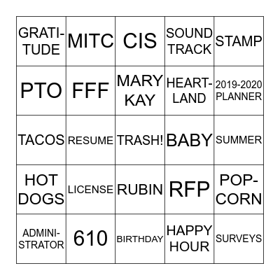 BRIDG-O! Bingo Card