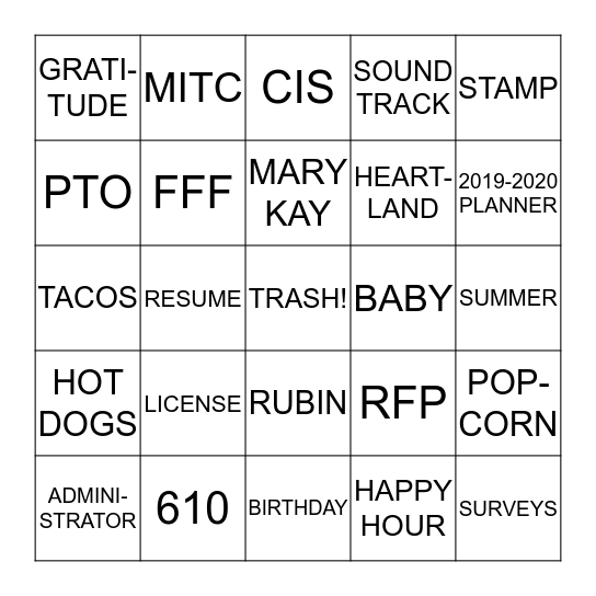 BRIDG-O! Bingo Card