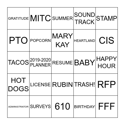 BRIDG-O! Bingo Card