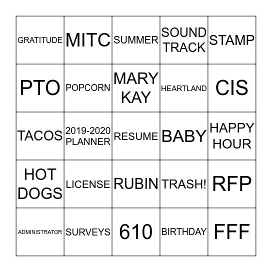 BRIDG-O! Bingo Card