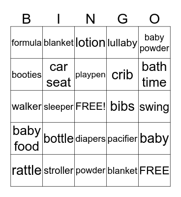 Baby Bingo Card