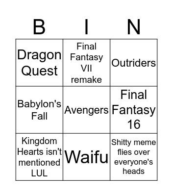 circle xine Bingo Card
