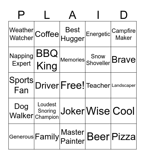 Miller Insurance - Plaid for Dad Bingo Card