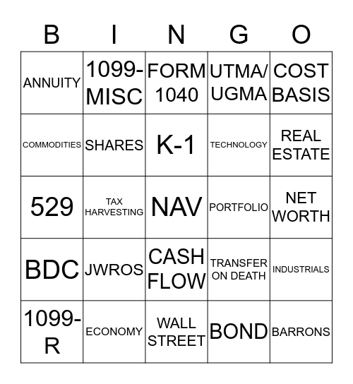 Regatta Bingo Card