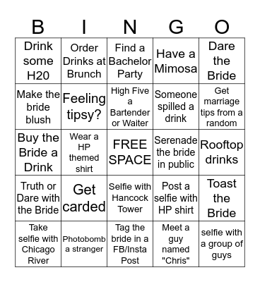 SARAH'S BACHELORETTE BINGO Card