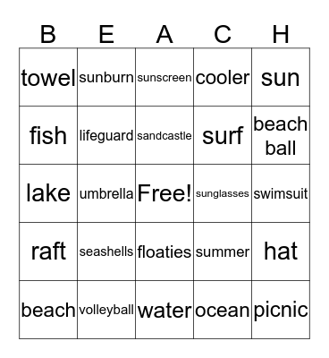 Beach Blanket Bingo Card