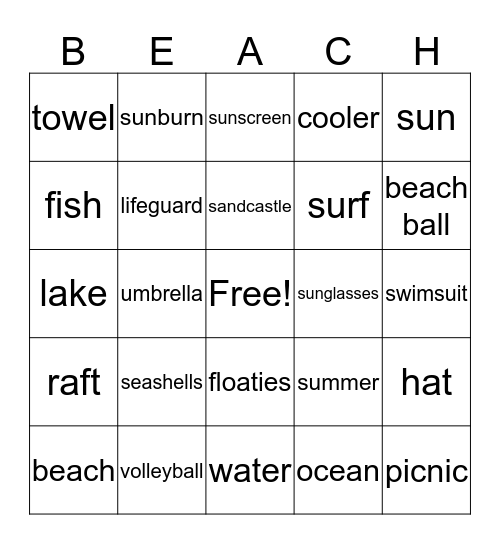 Beach Blanket Bingo Card