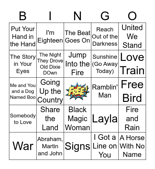 Freedom Rock! Bingo Card