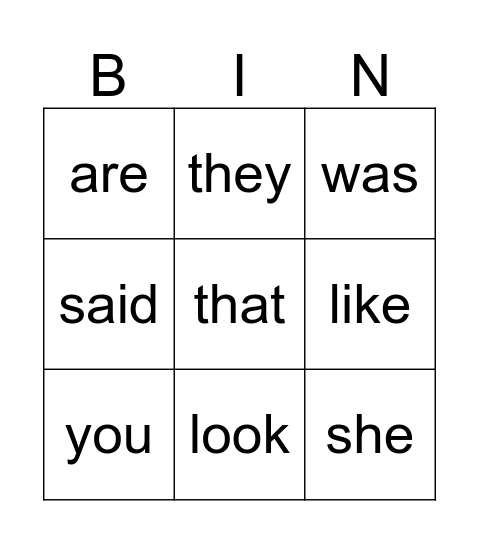 June sight words Bingo Card