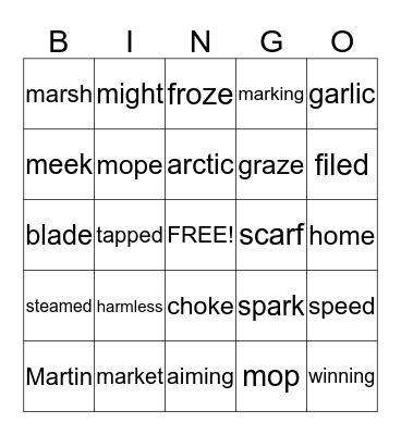 Phonics for Reading Bingo Card