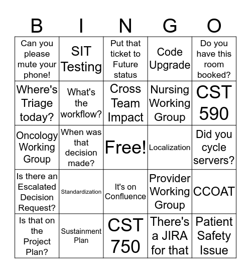 CST BINGO Card