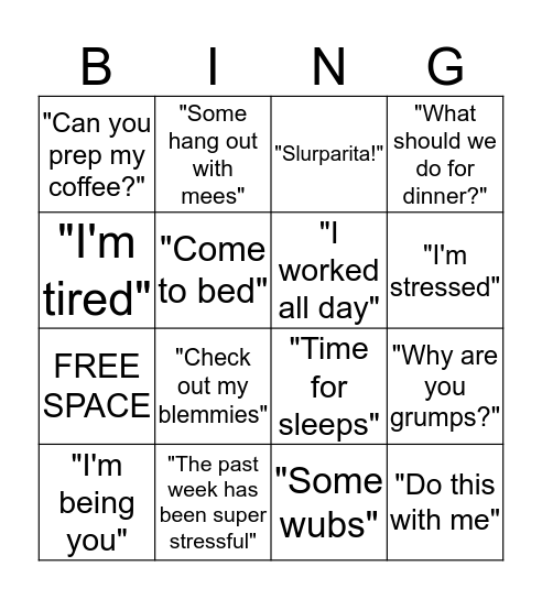 Things Saï Says Bingo Card