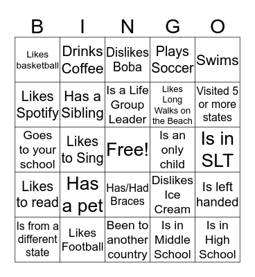 Find Someone who...  Bingo Card