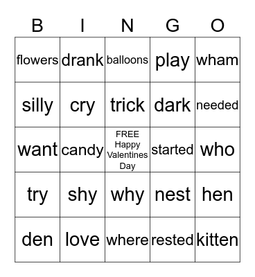 Valentines BINGO Card