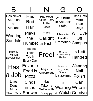 COE Human Bingo! Bingo Card