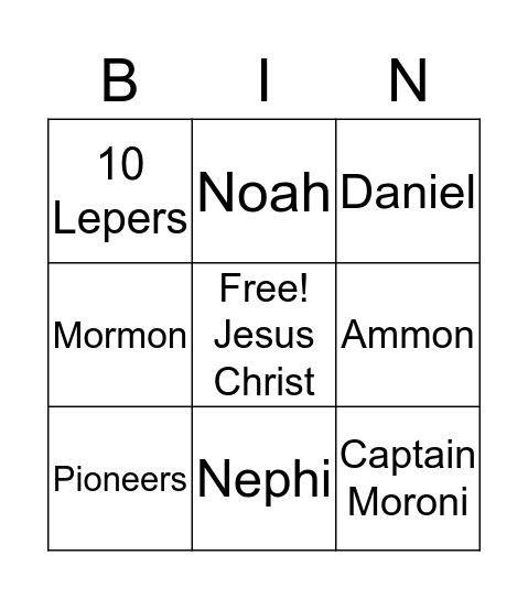 Great Faith Bingo Card