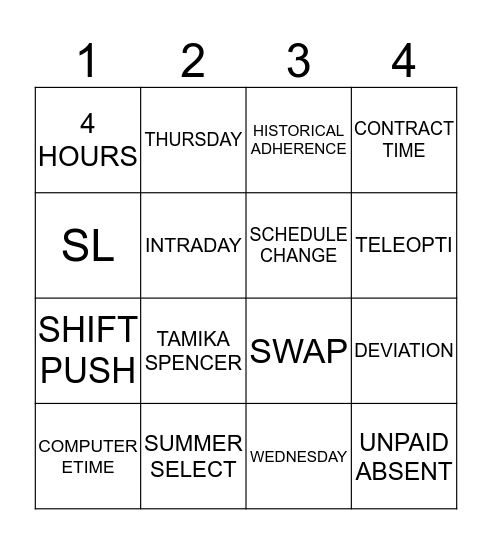 AHS GLOBAL WFM Bingo Card