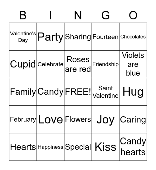 Valentine Bingo Card