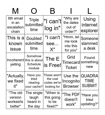 Mobile Bingo Card
